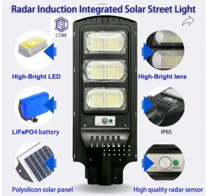Voltzone 120W All-in-One Solar Street Light with Remote Control & PIR Motion Sensor | Waterproof Outdoor Security Light