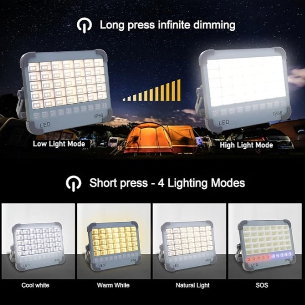 Voltzone 1000W Solar LED Flood Light with USB Power Bank | IP66 Waterproof